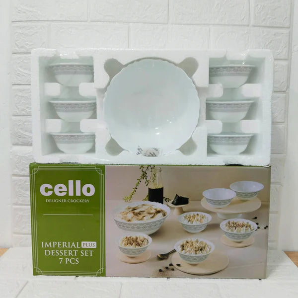 Cello Crockery Imperial Plus Dessert Set – 7 Pcs (Oxford Design)