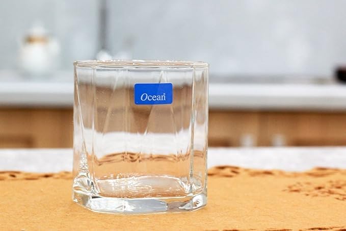 Ocean Pyramid Rock Glass Set 260ml, Set of 6, Clear, High-Quality Glassware for Water, Juice, Cold Drinks & Beverages | Elegant Design Ideal for Home, Parties, and Special Occasions, Dishwasher Safe