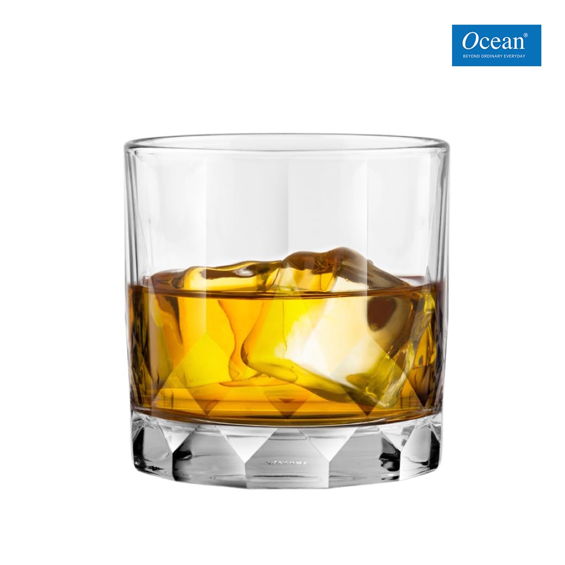 Ocean Connexion Double Rock Whiskey Glass Set, Pack of 6, (350ml, Clear, Glass)