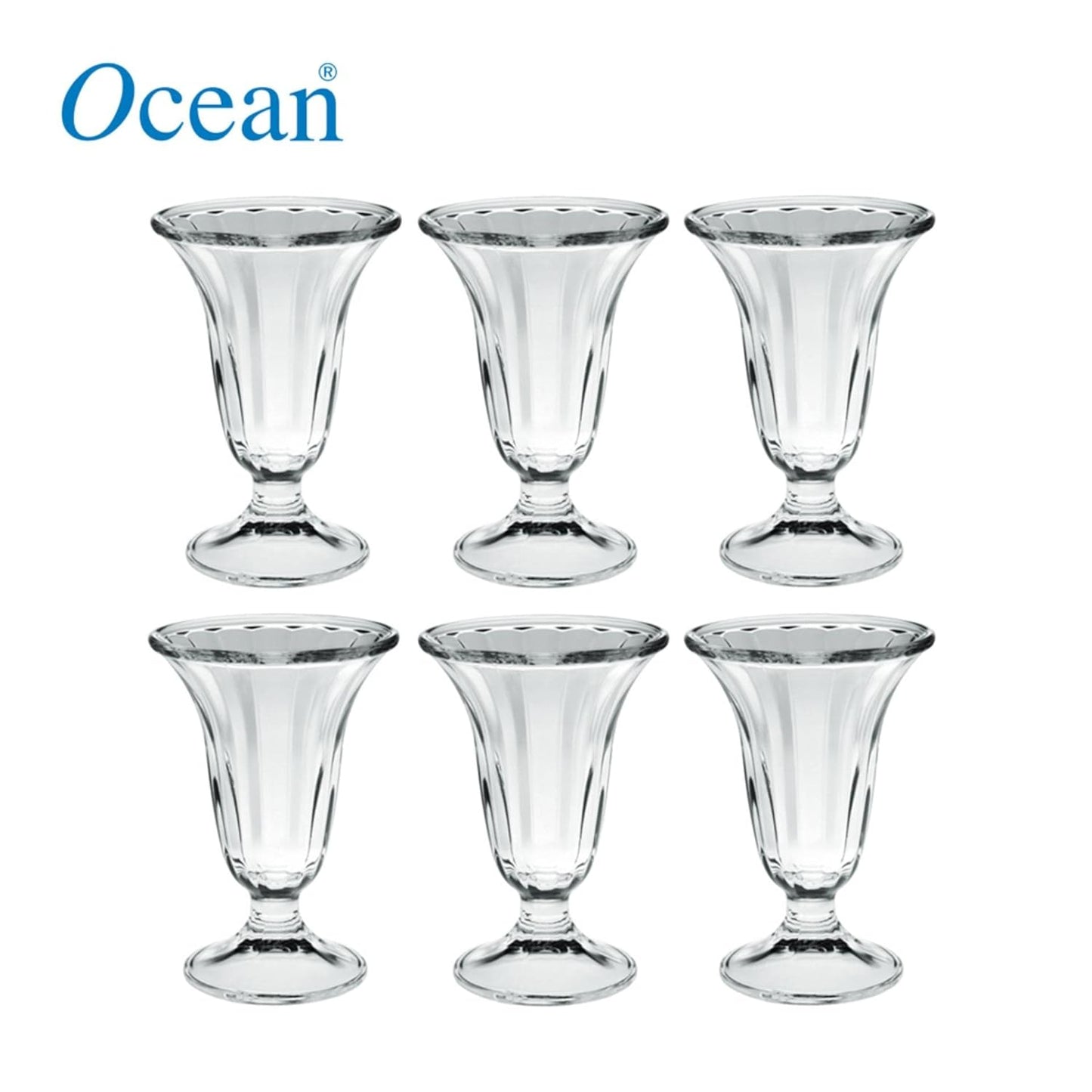 Ocean Alaska Sundae Cup, 8 oz (215ml) | Set of 6 | Soda Lime Glass | Clear & Transparent | Used to Serve Dessert, Ice Cream & Sundae | Home Party, Offices, Hotel & Restaurant