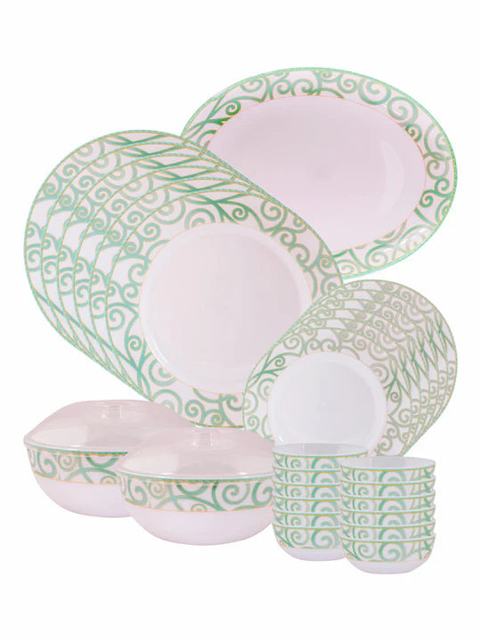 Cello Ariana Green Swirl Dinner Set of 27 Pcs