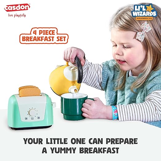 Casdon Toaster & Kettle Set, Casdon Home X Li'l Wizards|Pretend Play Toys for Kids|Realistic Appliances with Play Food|Interactive Toy Toaster & Kettle for Children Aged 3+|Kitchen Set for Gifting