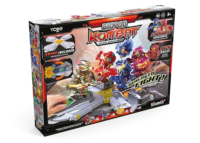 YCOO Deluxe Arena Biopod Kombat - 2 Electronic Creatures with Sound and Light Effects to Build 2 Bases - 10 Models to Collect - LR44 Batteries Included - Children's Toy from 5 Years