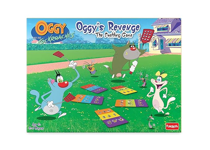Funskool Games Kid's and Family's Oggy's Revenge, The Swatting Game, Family Entertainment Game (Multicolor, 2-4 Players, 4 and Above)
