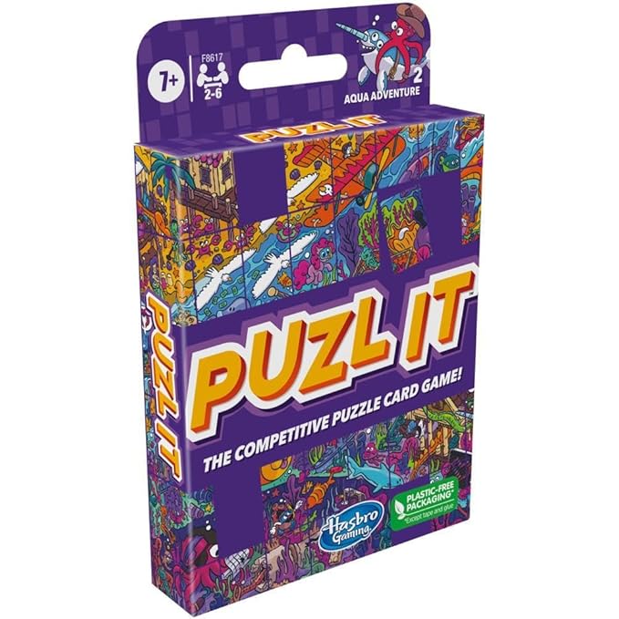 Hasbro Gaming Puzl It: Aqua Adventure, The Competitive Puzzle Card for Ages 7+, Family for 2-6 Players,Strategy Card,Kids,Puzzle Games