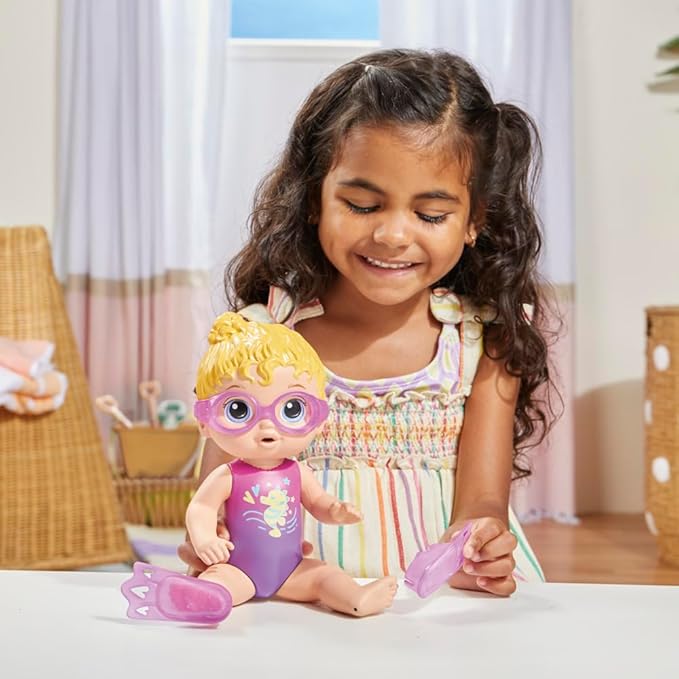 Baby Alive Sunny Swimmer Doll, 10-Inch Water Baby Dolls for 3 Year Old Girls and Boys and Up, Doll, Blonde H