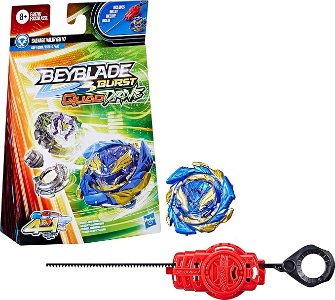 Beyblade Burst QuadDrive Salvage Valtryek V7 Spinning Top Starter Pack Battling Game Top Toy with Launcher