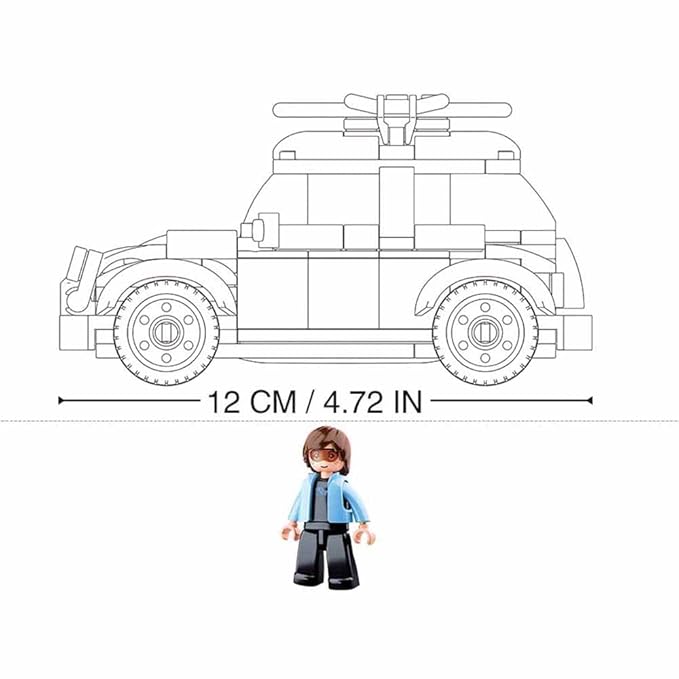 Sluban Yellow Volkswagen Car Model Bricks Set with 1 Stylish Mini Toy & Surfing Board