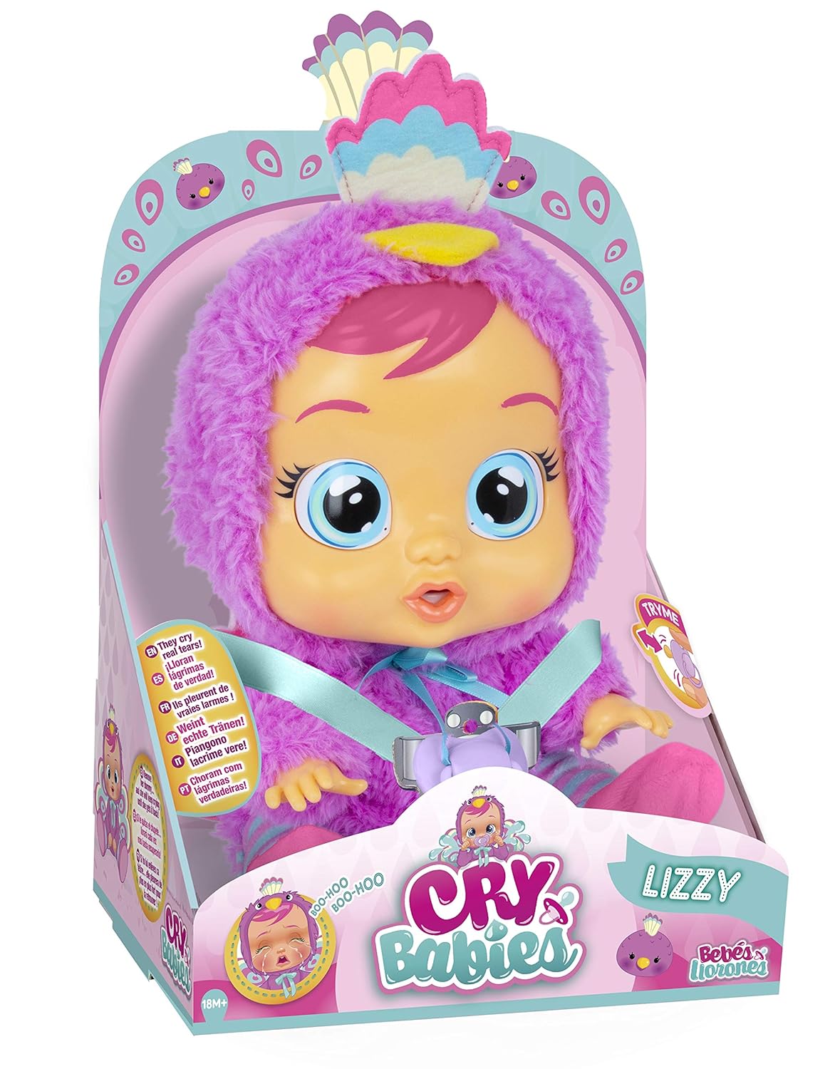 Cry Babies Magic Tears Lizzy - 12" Baby Doll, Multicolor