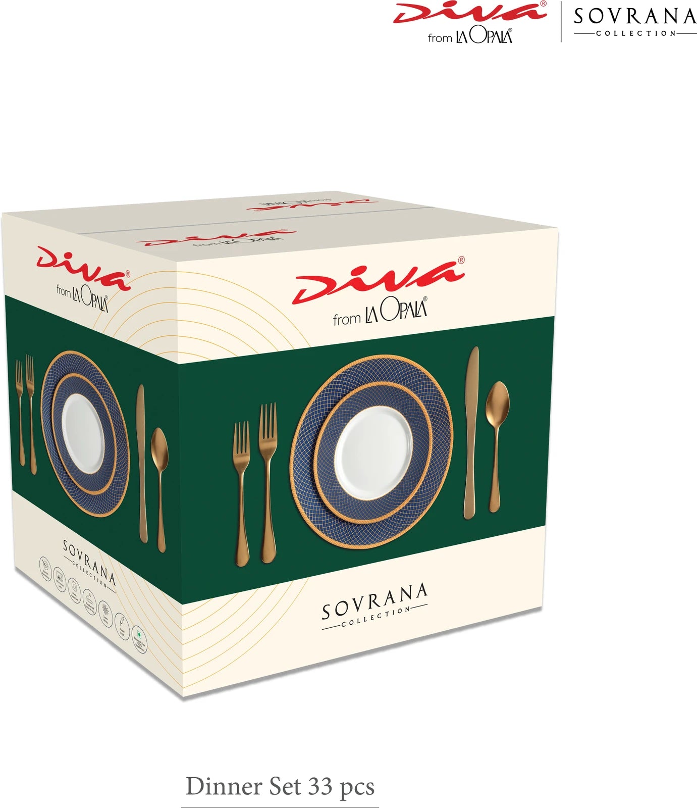 LaOpala Sovrana Moraccan Gold Opalware Dinner Set 33 pcs