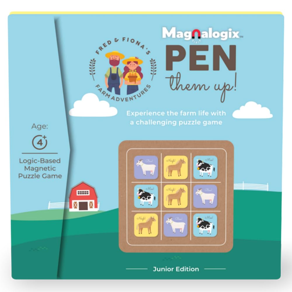 PELIKAS TOYZ Magnalogix Pen Them Up Junior Magnetic Board Games for Kids 4 to 7 Years Old Logical Thinking Mind Game Puzzle Educational Travel Toys and Brain Games Gifts for 5 Year Old Boys and Girls