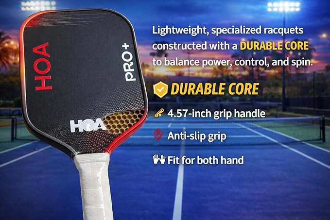 Littla Pickleball Paddle, Indoor Outdoor Paddle with White Grip, Black with Red Trim and Three More Color