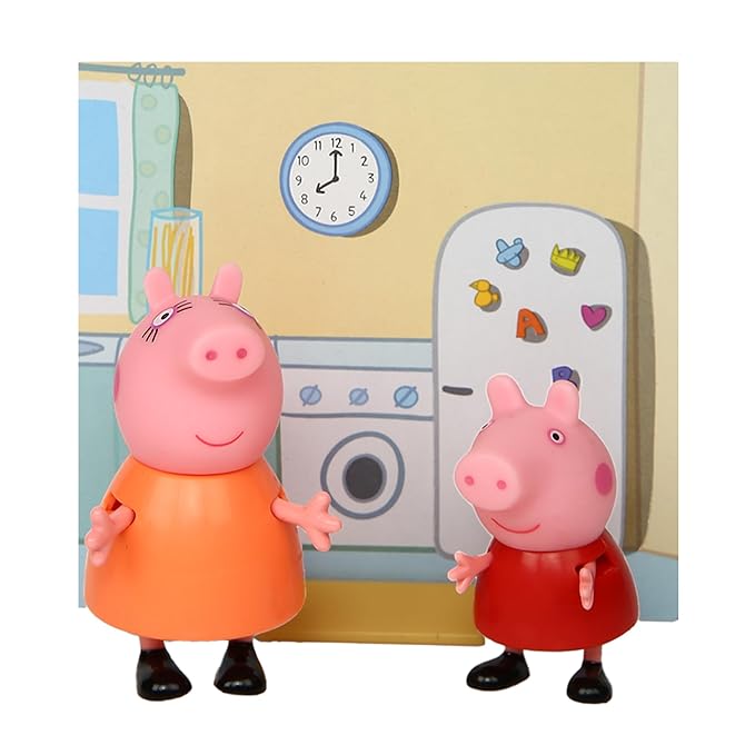 Peppa Pig and Mummy Pig Twin Figure Fun Pack with Two Poseable Figures and a Scene Card, Preschool Toyset for Girls and Boys Ages 3 and Up, Birthday Gift Toys for Kids