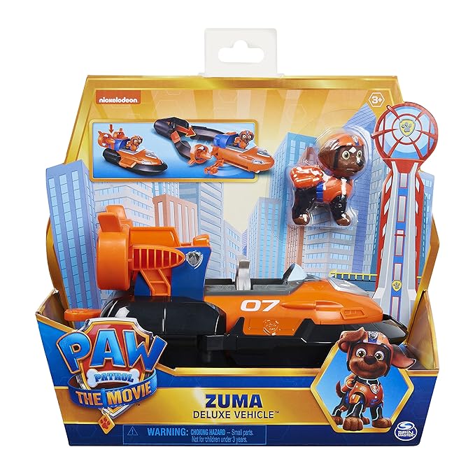 Paw Patrol, Zuma’s Deluxe Movie Transforming Toy Car with Collectible Action Figure, Kids Toys for Ages 3 and up, Multicolor, (6061910)