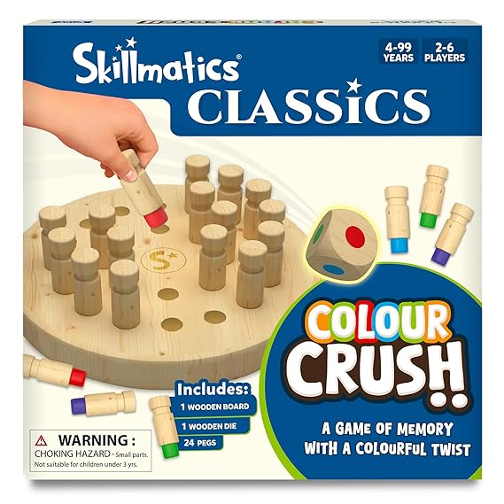 Skillmatics Colour Crush - Thrilling Memory Challenge, Fast-Paced Board & Travel Game, Perfect for Family Game Night, Brain Teasers, Wooden Toys, Great Gift for Kids, Teens & Adults, Ages 4 & Up