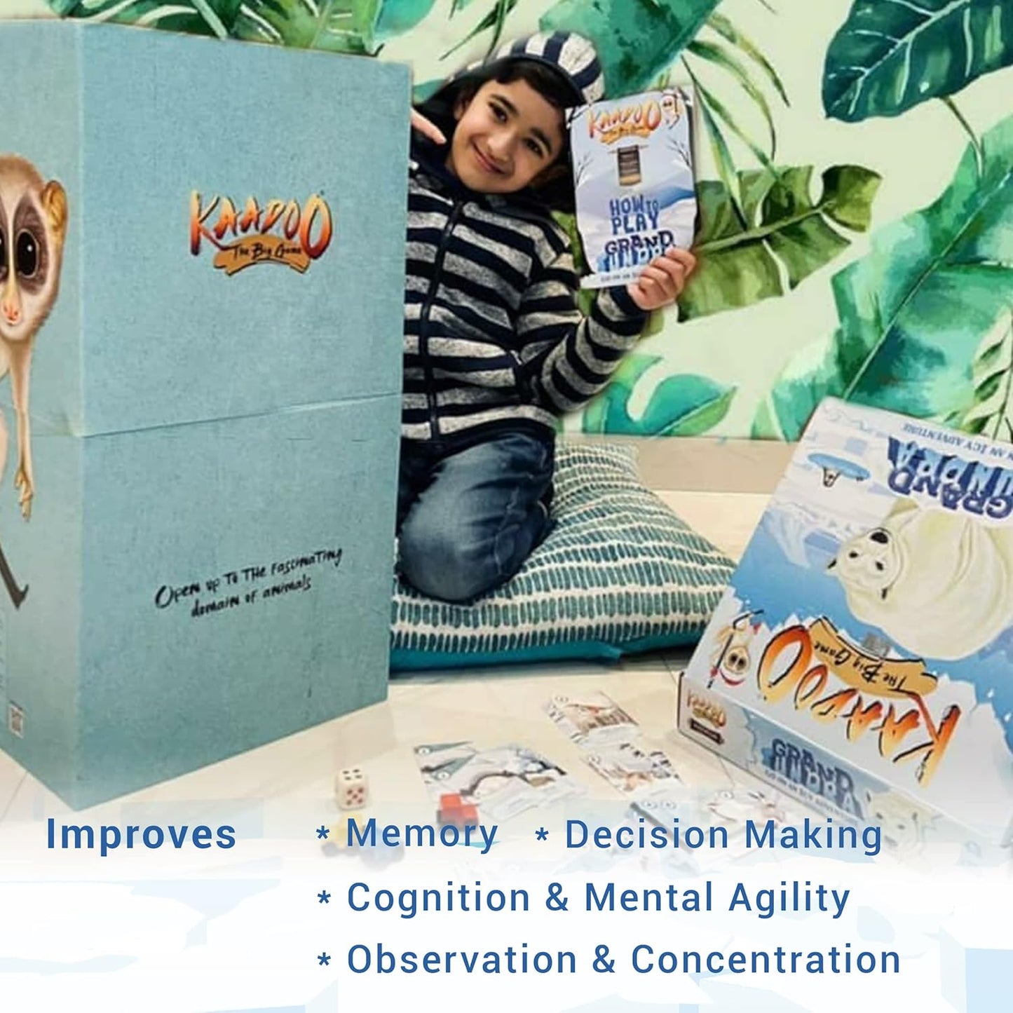 KAADOO-Premium Board Game-Grand Tundra-Journey into The ICY Arctic Circle-Educational Adventure Safari Game for Kids 6+ & Family-Made in India(2-4 Players)