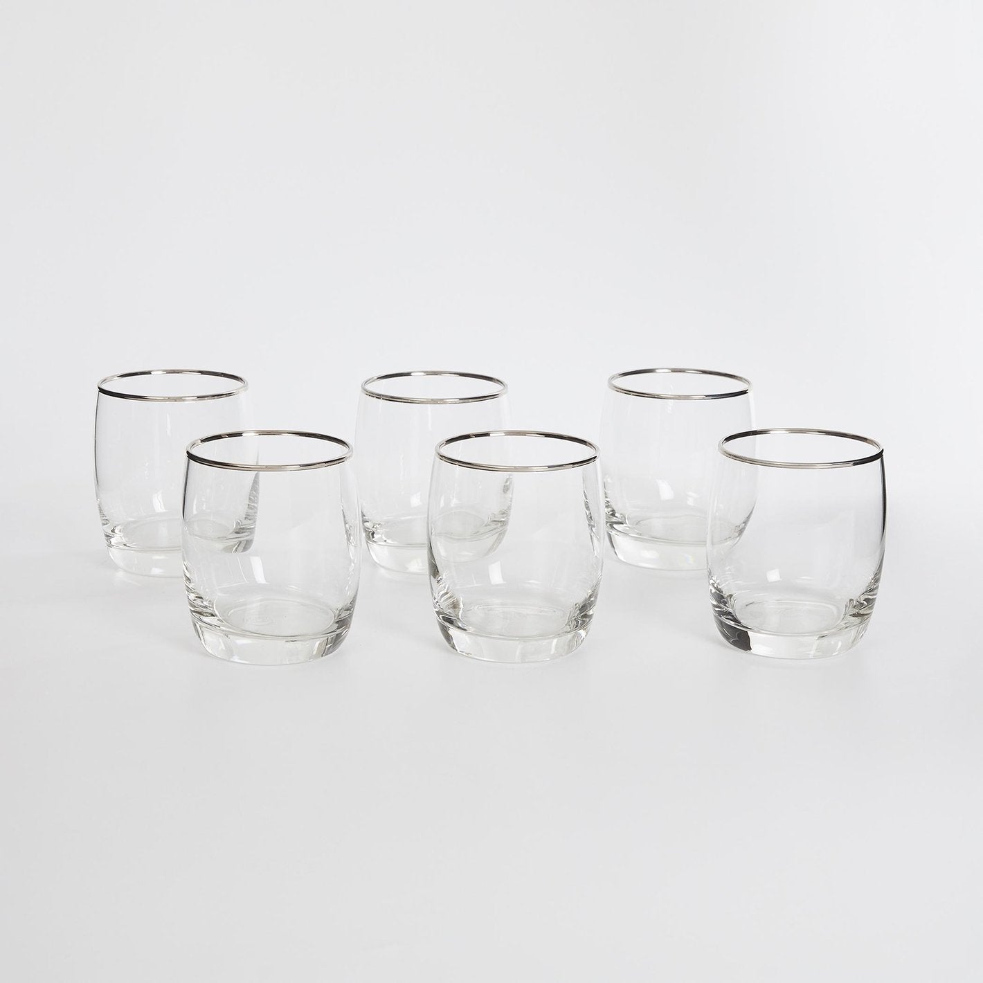 OCEAN 6-piece Platinum Rimmed Ivory Rock Water Glass set- 320 ml