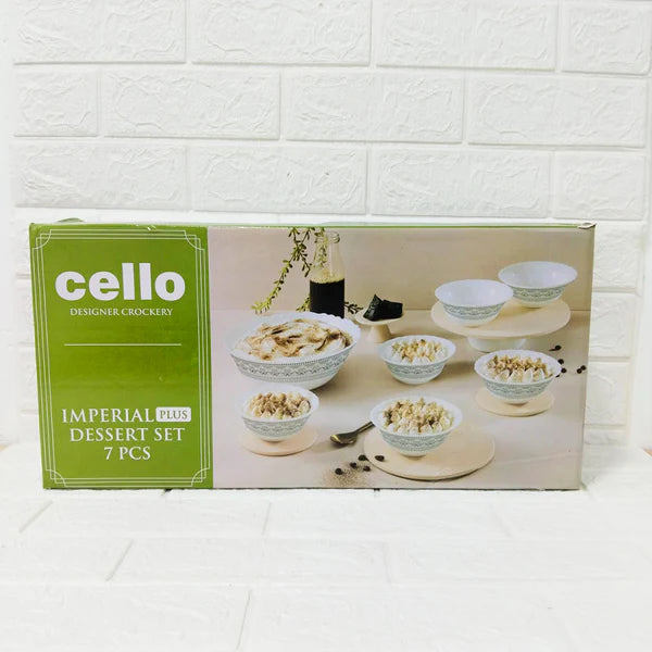 Cello Crockery Imperial Plus Dessert Set – 7 Pcs (Oxford Design)