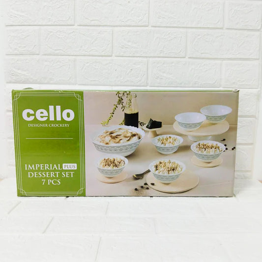 Cello Crockery Imperial Plus Dessert Set – 7 Pcs (Oxford Design)