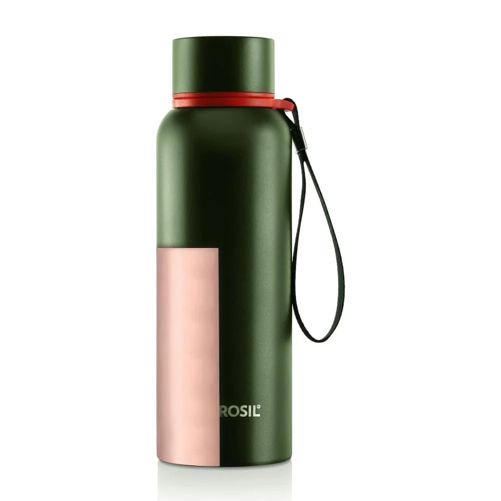 Borosil Trek Green 500ML Hot n Cold Stainless Steel Bottle (BT500GRN101) – 20 Hours Hot, 24 Hours Cold, Wide Mouth, Durable Finish