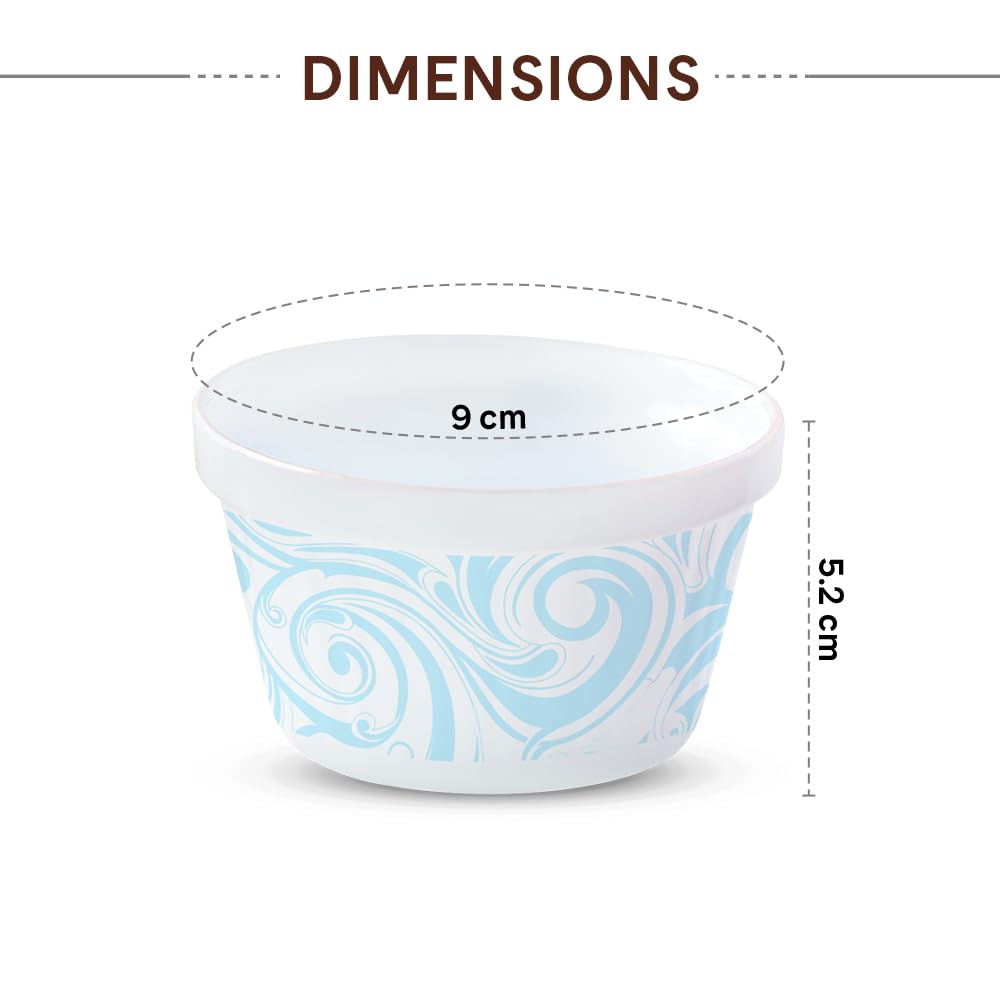 Larah by BOROSIL Ice Cream Bowl/Dessert Set(Set of 6) - Glass, 190ml Frosty Blue