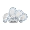 Cello Opalware Ariana Infinity Blue Dinner Set, 27 Units, White