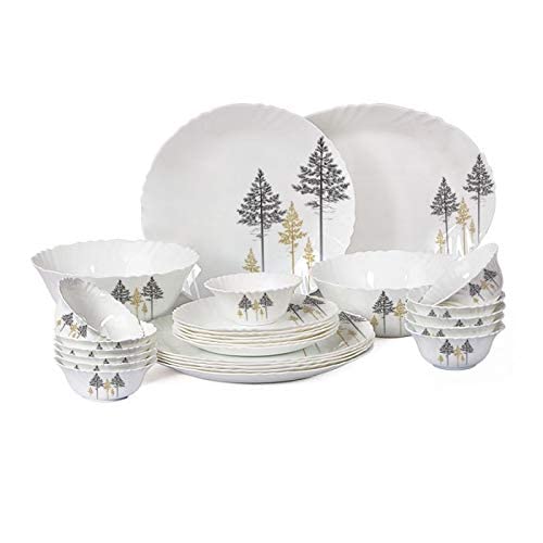 Cello Imperial Golden Pine Opalware Dinner Set - Pack of 27 Pcs