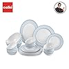 Cello Opalware Ariana Infinity Blue Dinner Set, 27 Units, White