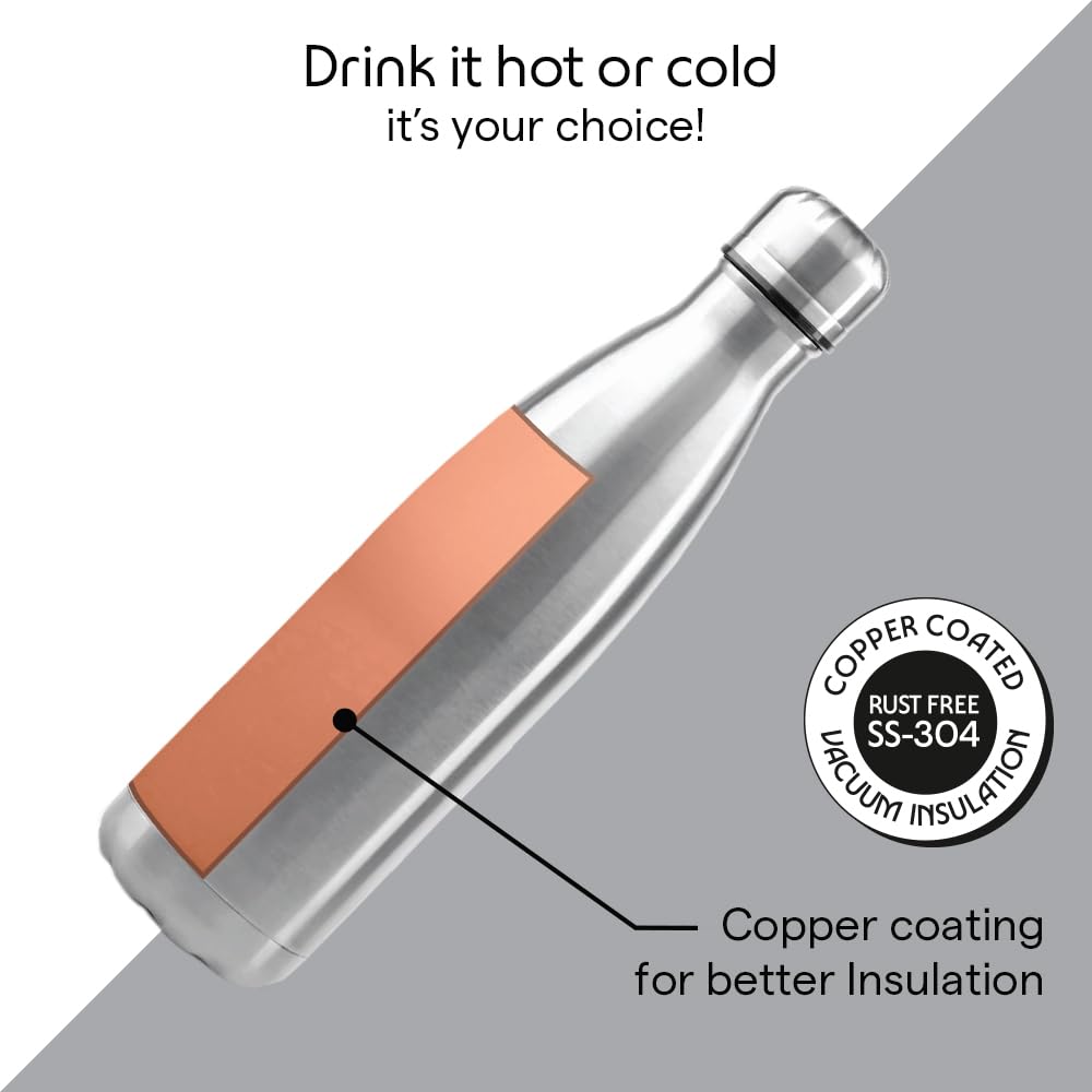Borosil - Stainless Steel Hydra Bolt - Vacuum Insulated Flask Water Bottle, 750ML
