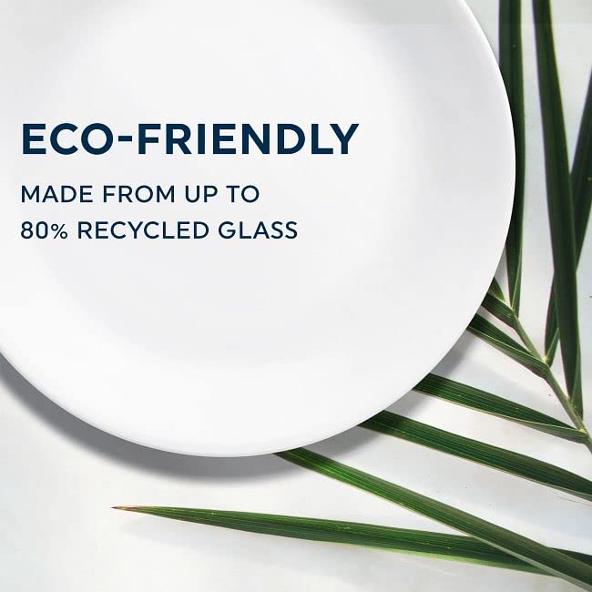 CORELLE Winter Frost Glass Dinner Plates- Set of 6 (26 cm) | White | Lightweight & Durable | Made of Vitrelle Glass | Microwave & Dishwasher Safe | Elegant Design | Perfect for Dining or Gifting