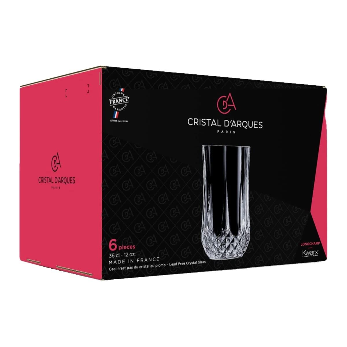 Cristal D'Arques Longchamp Highball Tumbler, 360Ml, Set of 6 - Glass, Transparent