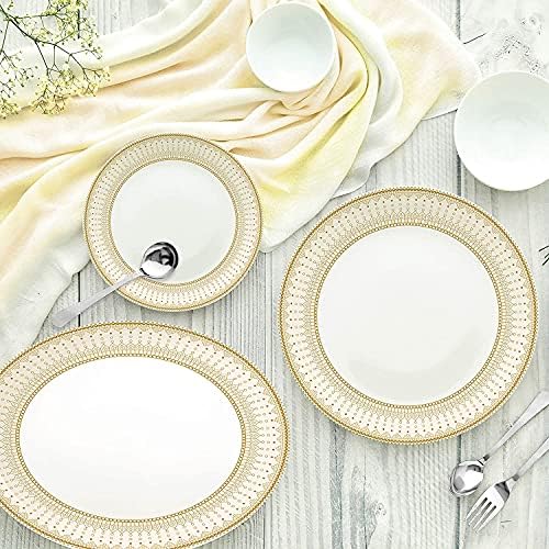 Cello Opalware Divine Series Emperor Dinner Set, 27 Units | Light-Weight, Daily Use Crockery Set for Dining | Microwave and Dishwasher Safe | White Plate and Bowl Set