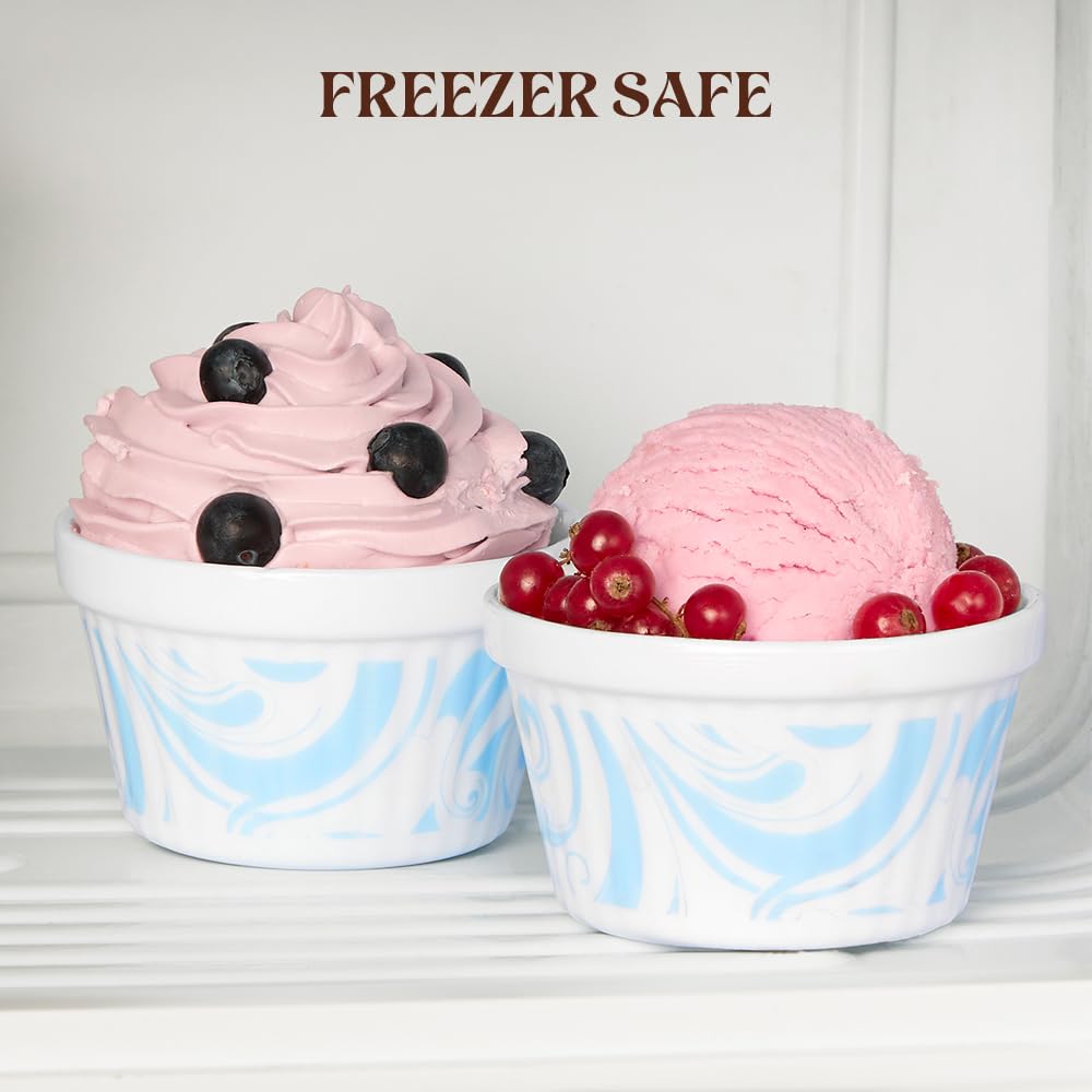 Larah by BOROSIL Ice Cream Bowl/Dessert Set(Set of 6) - Glass, 190ml Frosty Blue