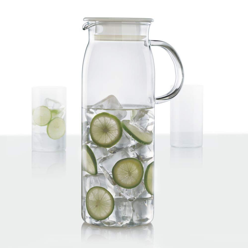 Borosil Marina 1000 ml Borosilicate Glass Jug with Handle & Lid | Scratch-Resistant, Flame Proof, Dishwasher Safe | Multipurpose Jug for Dining Table | Transparent