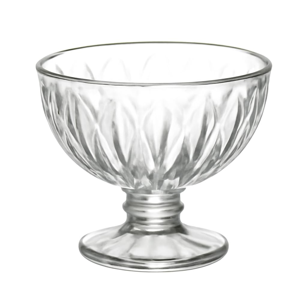 ROXX Mia Footed Dessert Glasses – Clear Crystal Bowls for Ice Cream, Parfaits, Fruit Salad & Pudding, Set of 6