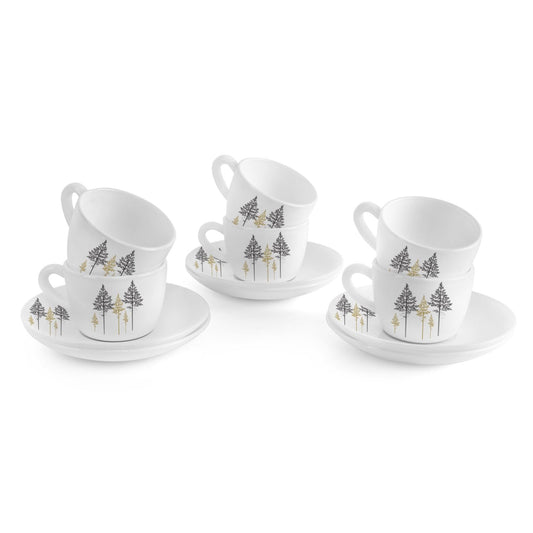 Cello Imperial King Cup & Saucer 130 ml | Home and Kitchen Decor Items | Cups, Mugs and Saucer for Kitchen | Coffee Cup and Saucer Set | 6 Units | Golden Pine, Gold