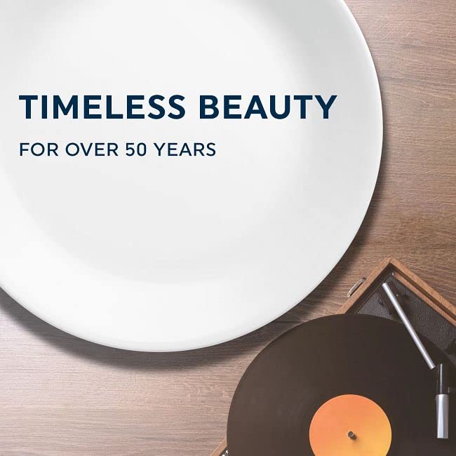 CORELLE Winter Frost Glass Dinner Plates- Set of 6 (26 cm) | White | Lightweight & Durable | Made of Vitrelle Glass | Microwave & Dishwasher Safe | Elegant Design | Perfect for Dining or Gifting