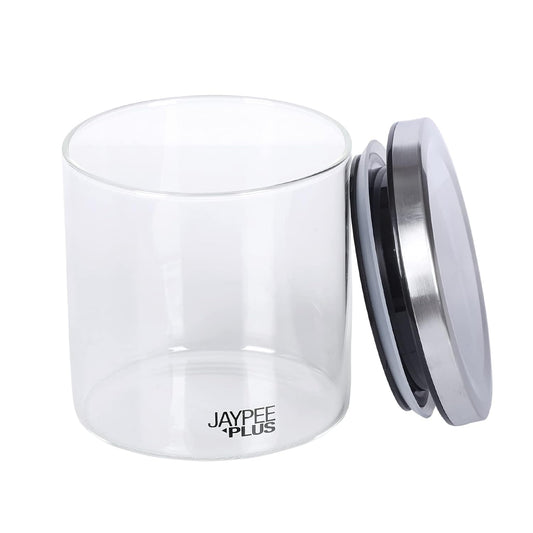 Jaypee Plus Uniklass Klear Round Borosilicate Kitchen Storage Jar Container With Airtight Lid