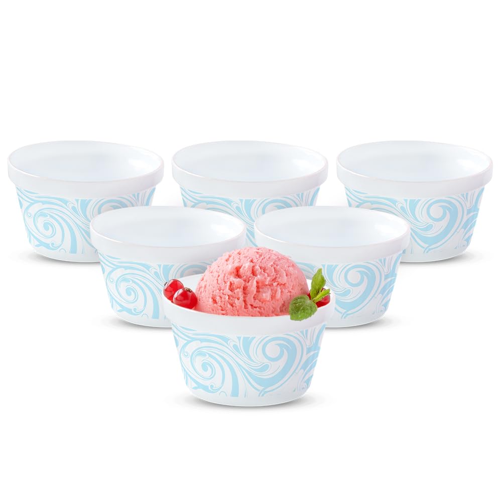 Larah by BOROSIL Ice Cream Bowl/Dessert Set(Set of 6) - Glass, 190ml Frosty Blue