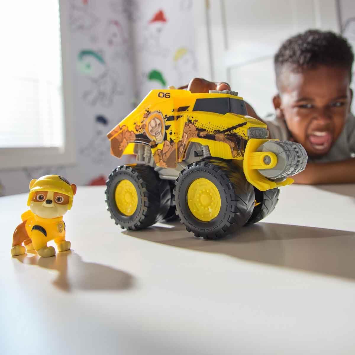 Paw Patrol Rubble Rescue Wheels - Collectable Action Car Figure - Children's Toy for 3 Years and Above | Rescue Wheels Excavator Pack with Roller with Rubble Figure Paw Patrol vehicle for children from 3 years old.