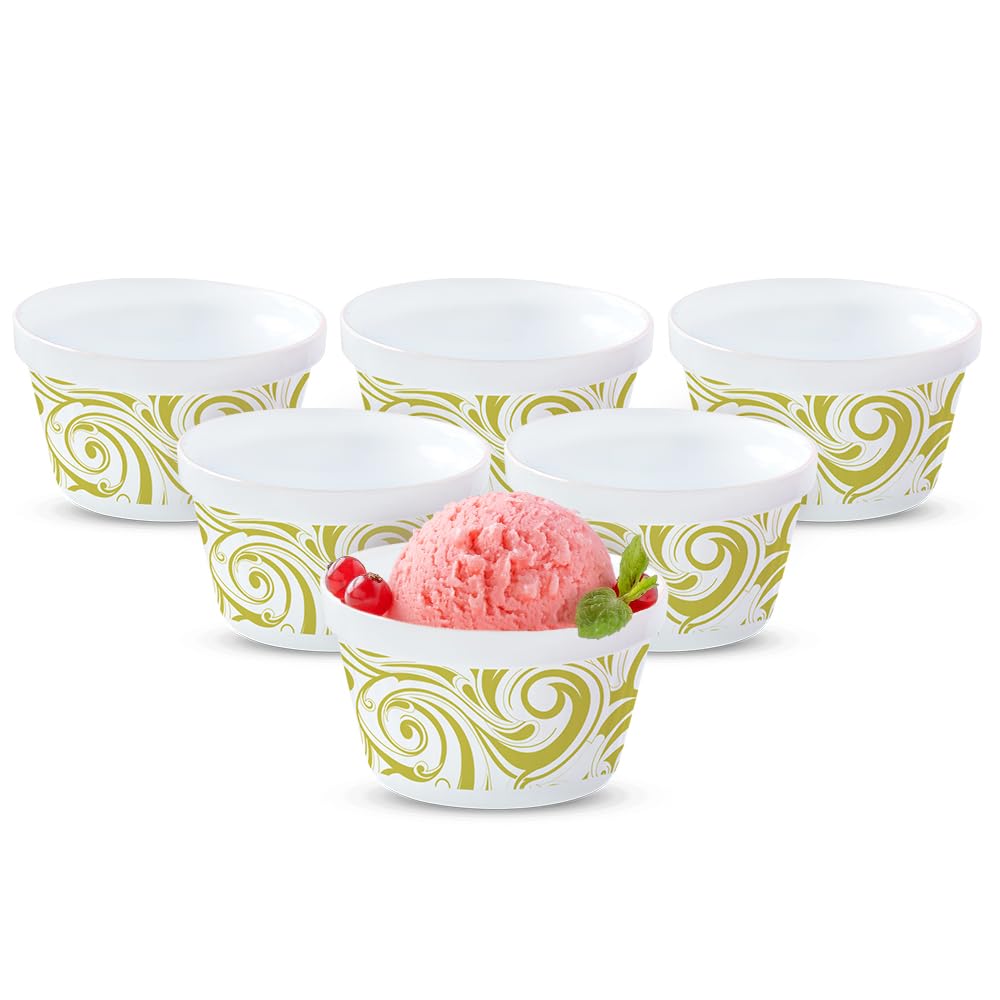 Larah by BOROSIL Ice Cream Bowl/Dessert Set(Set of 6) - Glass, 190ml, Frosty Green