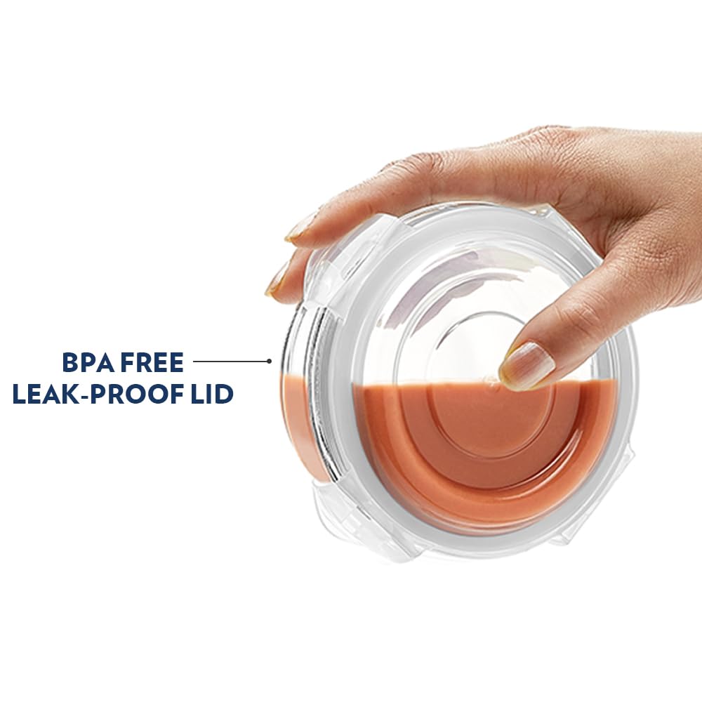 Borosil Lunchbox | 3pc Round Container Set (400 ml Each) | Made in India Borosilicate Glass | Microwave & Dishwasher Safe | Tiffin for Office, School, College | Vertical (Alfa Green)