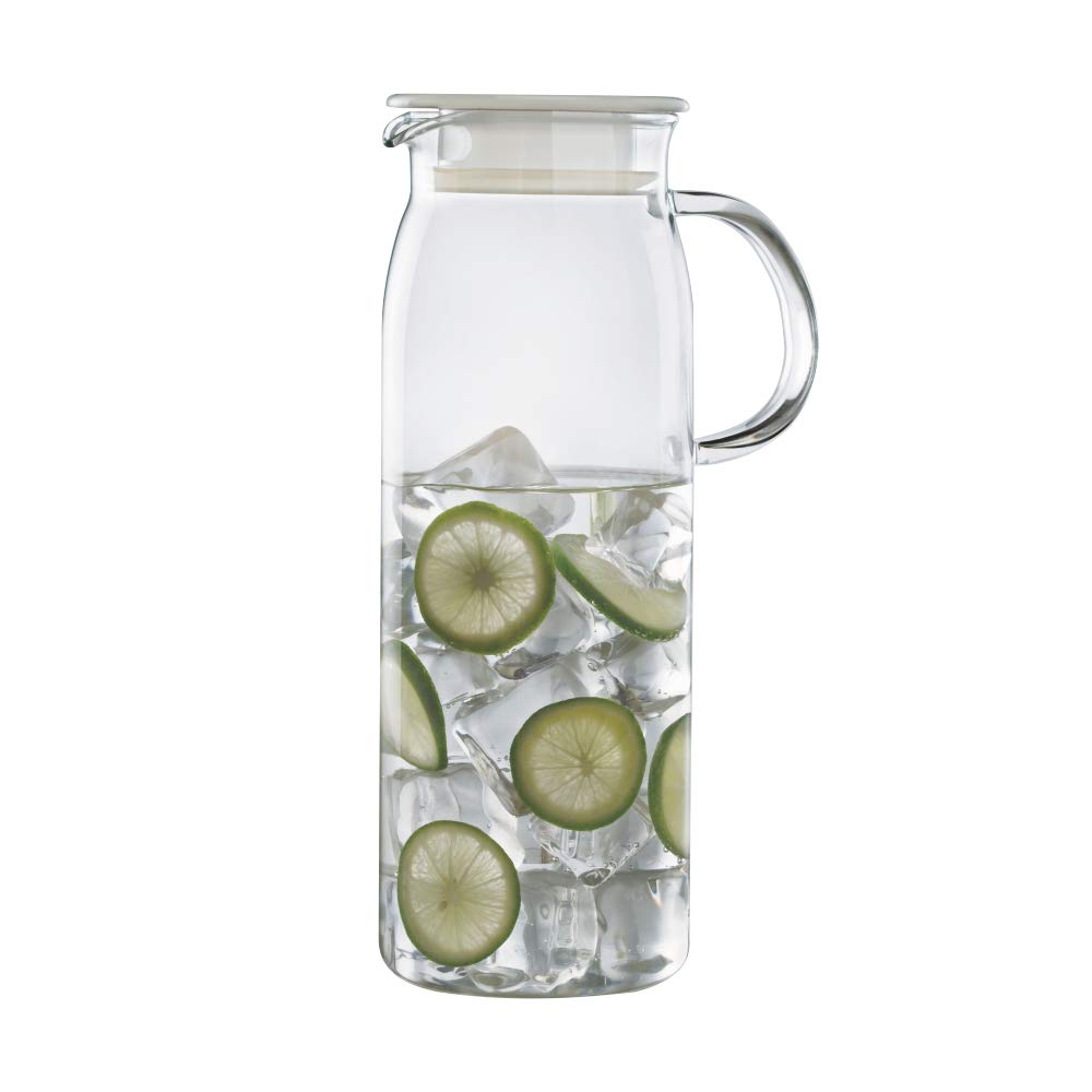 Borosil Marina 1000 ml Borosilicate Glass Jug with Handle & Lid | Scratch-Resistant, Flame Proof, Dishwasher Safe | Multipurpose Jug for Dining Table | Transparent