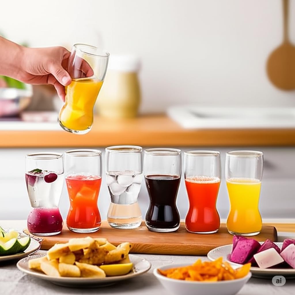 ROXX Fountain Tumbler Hb 365 Ml - Juice Glass with Stunning Heavy Base for Multi-Purpose use for Juice, Water, Cold Drinks, Whiskey, Welcome Drinks & etc, Set of 6