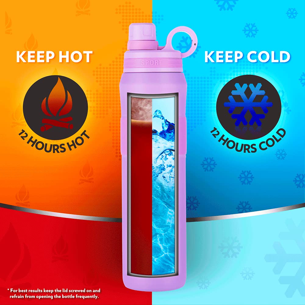Borosil Hydra Thirst Burst Lavender 800 ml Stainless Steel Water Bottle | Double Wall Vacuum Insulated Flask | 12 Hours Hot & Cold | Ideal for Personal & Corporate Gifting | 1 Year Warranty