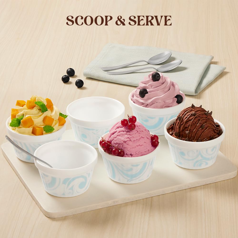 Larah by BOROSIL Ice Cream Bowl/Dessert Set(Set of 6) - Glass, 190ml Frosty Blue
