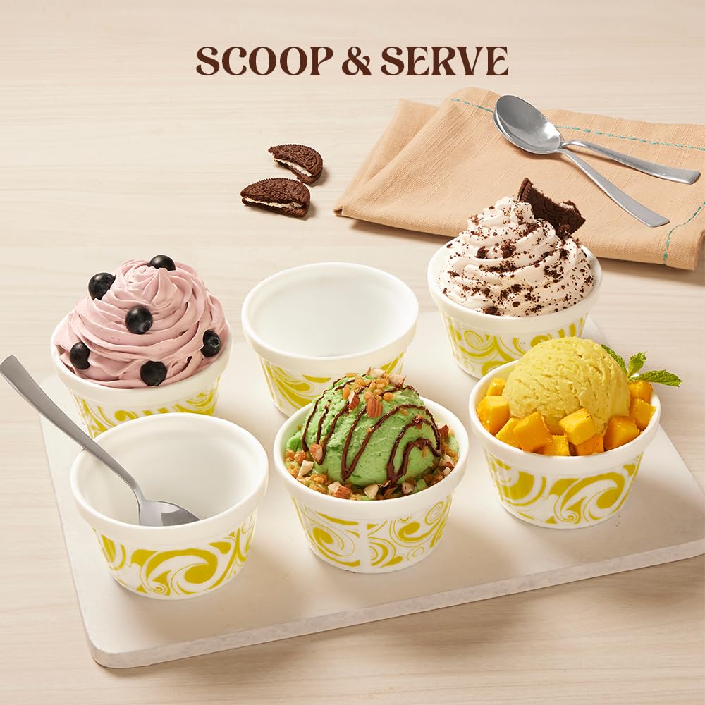 Larah by BOROSIL Ice Cream Bowl/Dessert Set(Set of 6) - Glass, 190ml, Frosty Green