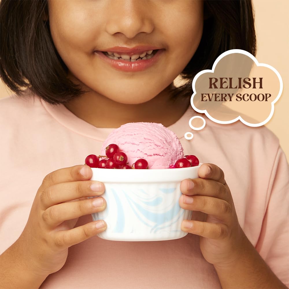 Larah by BOROSIL Ice Cream Bowl/Dessert Set(Set of 6) - Glass, 190ml Frosty Blue