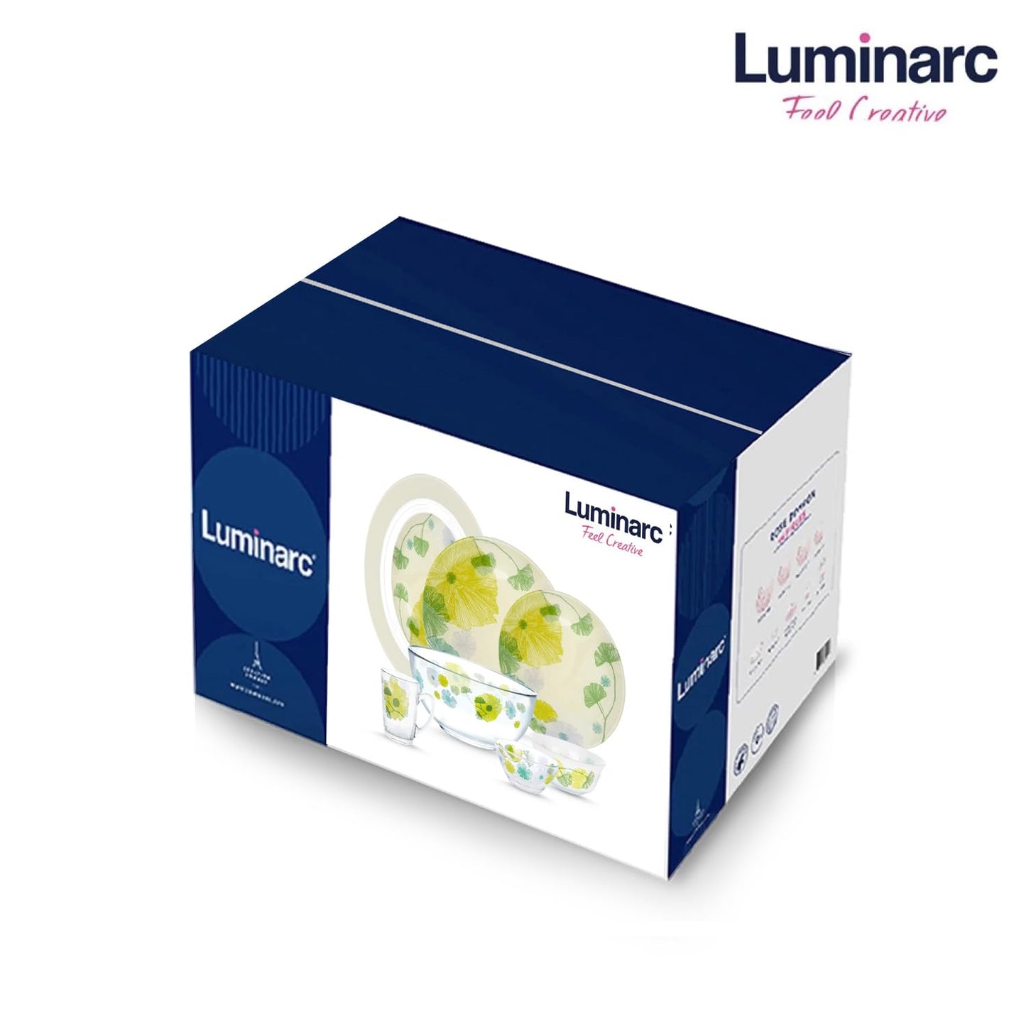 Luminarc printed Pack of 33pcs sodalime Glass Made in United Arab Emirates(UAE) French Style Design Dinner Set