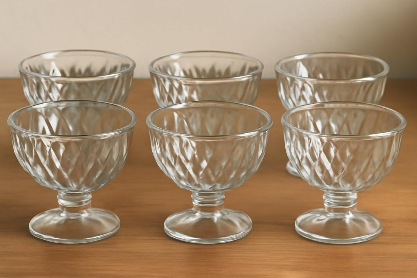 ROXX Mia Footed Dessert Glasses – Clear Crystal Bowls for Ice Cream, Parfaits, Fruit Salad & Pudding, Set of 6